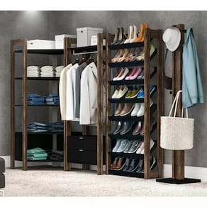 Conjunto Guarda Roupa Modulado Closet 4 Peças Preto Nogal