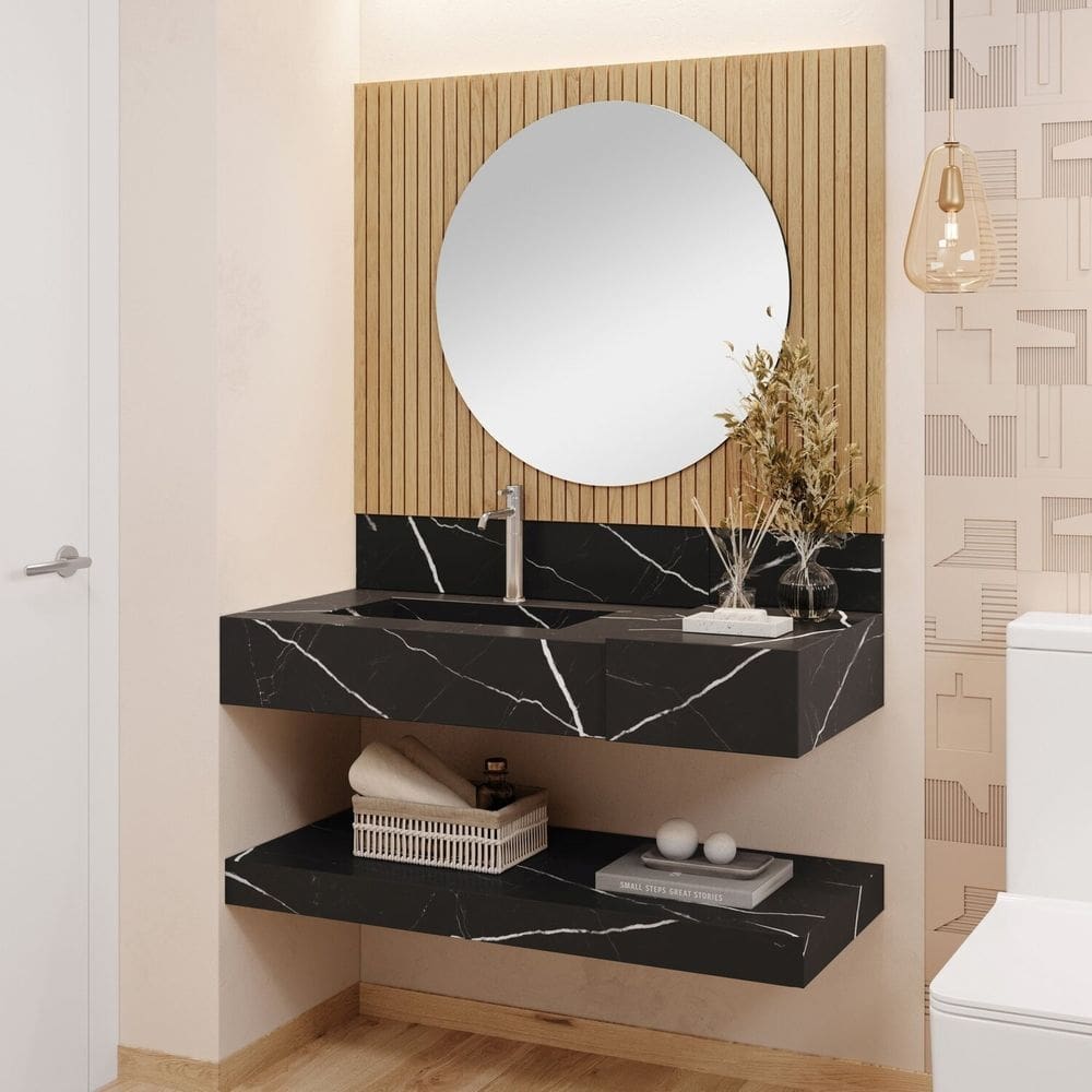 Prateleira em Porcelanato para Banheiro Ripy 100cm Black