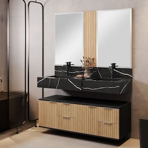 Bancada em Porcelanato 120cm com Cuba Esculpida Ripy Black
