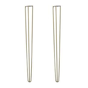 Kit 2 Pés De Metal 90 Cm Aparador E Mesa De Canto Dourado