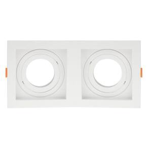 Spot De Embutir Quadrado Recuado Duplo Ar70 Direcionável Branco