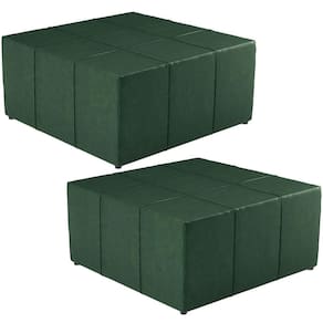 Kit 02 Puffs Quadrado Milano 90x90 W01 Facto Verde Musgo