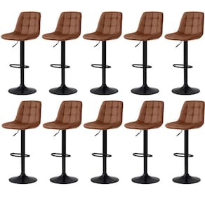 Kit 10 Banqueta Alta Elegance Com Base Giratória E Marrom