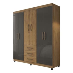 Guarda Roupa Casal Lion 6 Portas Freijó Grafite Perolizado - Móveis Leão
