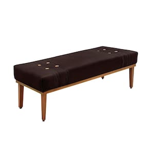Divã Recamier Banco Base Madeira para Quarto Gênova 140cm Suede Café S04 - D`Rossi