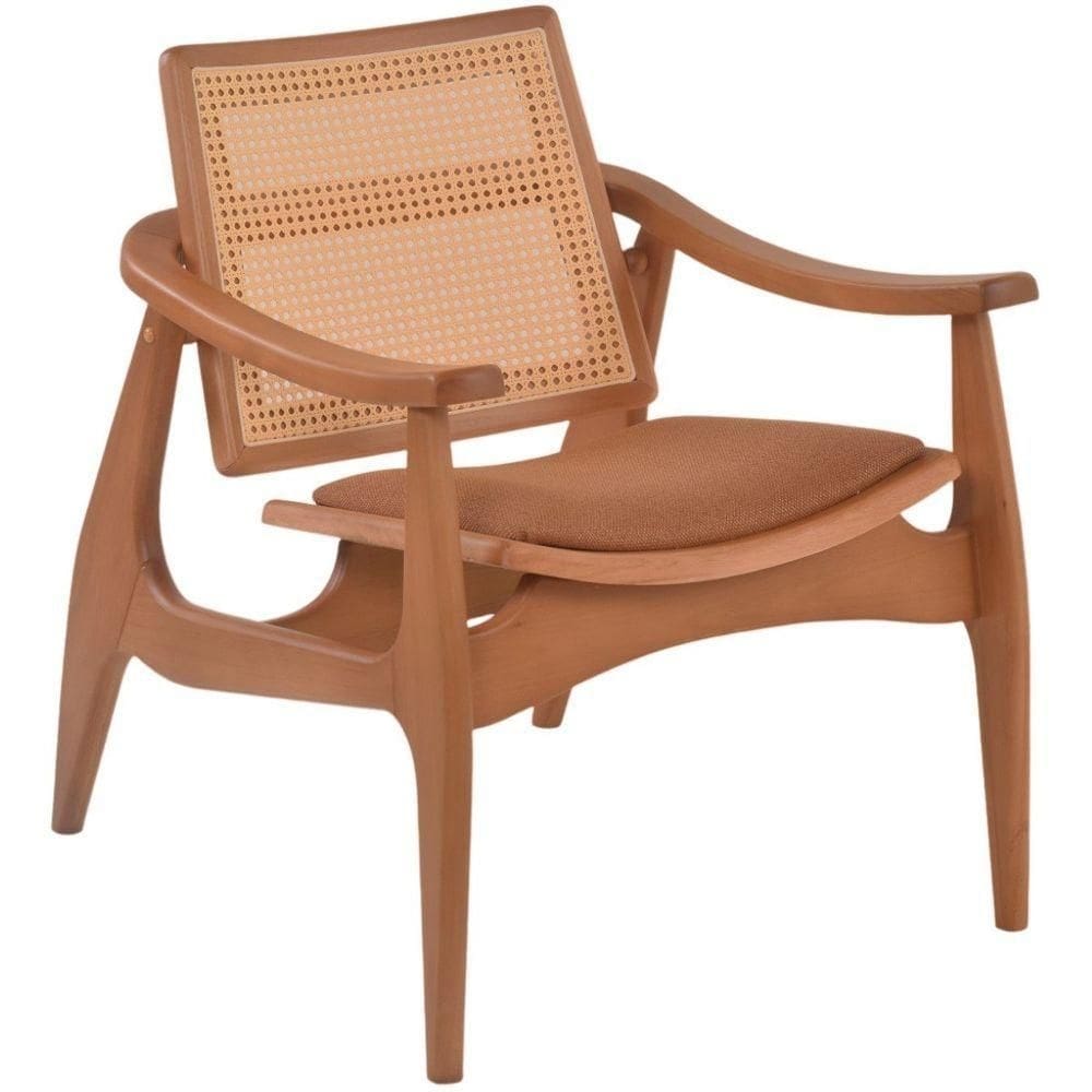 Poltrona Ametista Madeira Maciça Amêndoa