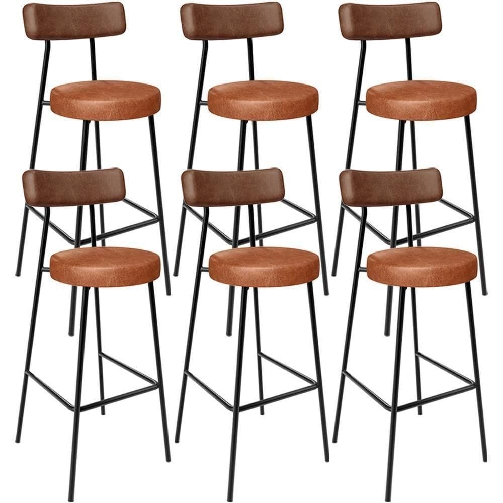 Kit 06 Banquetas Alta Bar Cozinha Sala De Jantar Milão L02 Couríssimo Marrom Camel - Lyam Decor