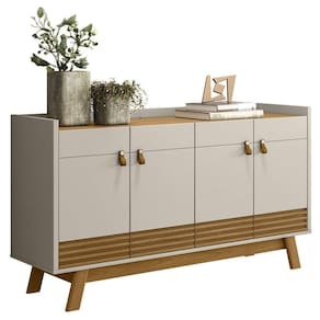 Buffet Aparador Para Sala 4 Portas Luzzo L06 Nature/off White - Mpozenato