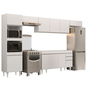 Armário De Cozinha Modulada 5 Peças Cp13 Balcão Sem Tampo Branco - Lumil