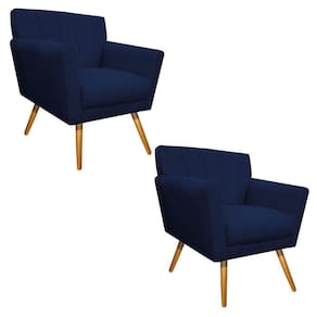 02 Poltronas Laura Palito Mel Suede Azul Marinho