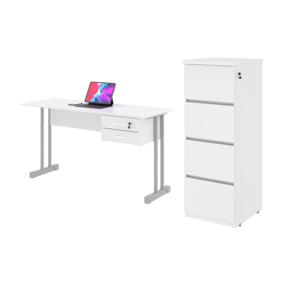 Kit Gaveteiro E Escrivaninha Miuthu Branco