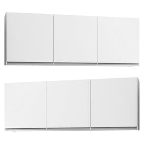Kit 2 Armários Aéreos 150Cm 3 Portas Argélia Branco - Lumil