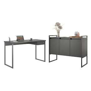 Escrivaninha E Buffet Titani Preto Onix