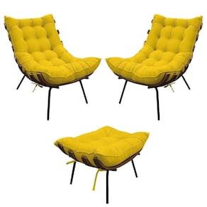 Kit 02 Poltronas E Puff Costela Base Fixa Corano