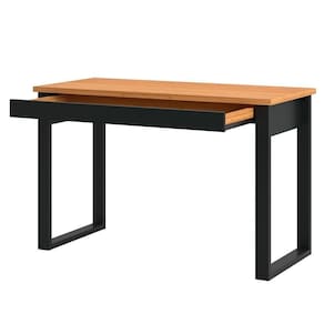 Mesa Escritório Estilo Industrial 1 Gaveta F24 Freijó/Preto Fosco