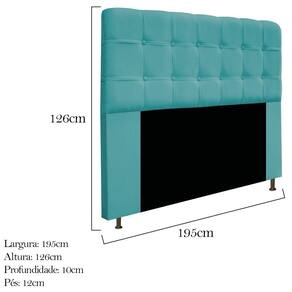 Cabeceira E Calçadeira 195 Cm King Size Com Capitonê Suede Azul Turquesa