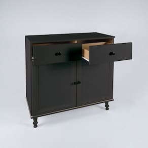 Aparador Buffet Ditália 2 Gavetas 2 Portas Riviera Preto