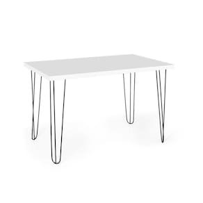 Mesa De Jantar Retangular 4 Lugares 130x80 Base De Ferro Hairpin Branco - Straub Web