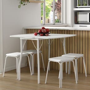 Conjunto Mesa Extensível Com 4 Banquetas Branco Carraro