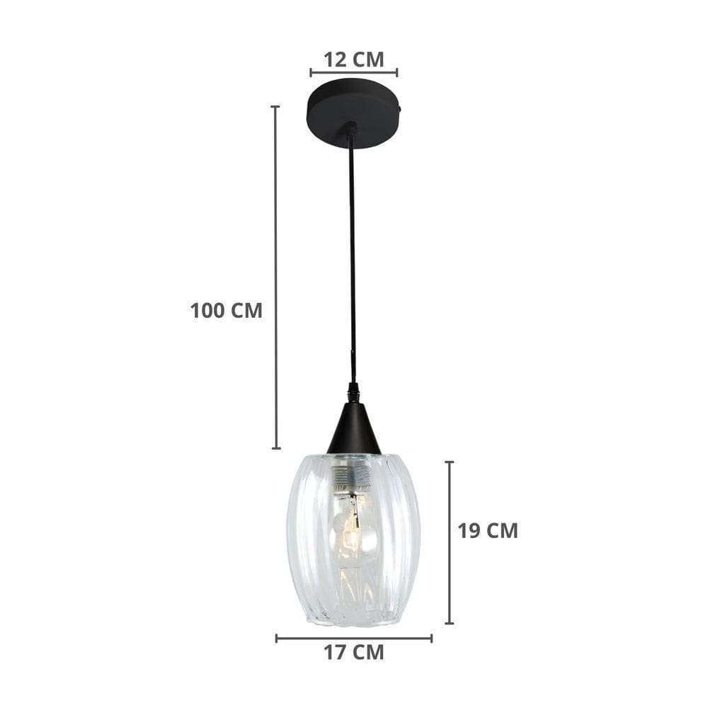 Lustre Pendente Taschibra Cristal Badih P Canelado E27 Transparente Bivolt Branco