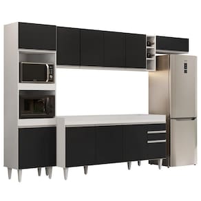 Armário De Cozinha Modulada 5 Peças Cp16 Balcão Sem Tampo Branco/preto - Lumil