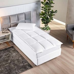 Protetor Colchão Pillow Top Premium Solteiro Micropercal 200 Fios Macio Camada Proteção - Branco