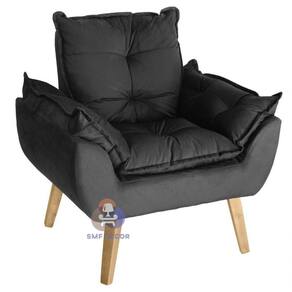 Poltrona Decorativa Opala Preto Smf Decor