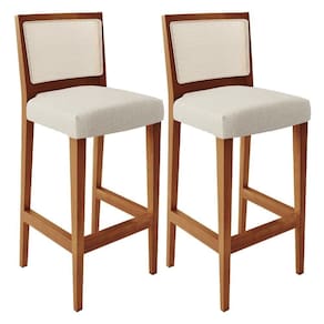 Kit 02 Banquetas Alta Branco Linho Champagne