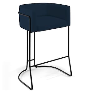 Banqueta Decorativa Betina D02 Veludo Azul Oxford C-304