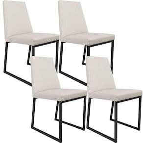 Kit 04 Cadeiras Sala De Jantar Preto L02 Cru