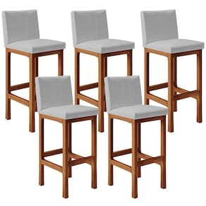 Kit 05 Banqueta Alta Para Cozinha Alya L02 Cinza Metalizado