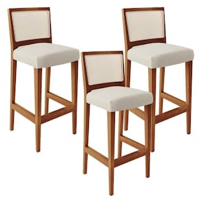 Kit 03 Banquetas Alta Cozinha Branco Zion L02 Champagne