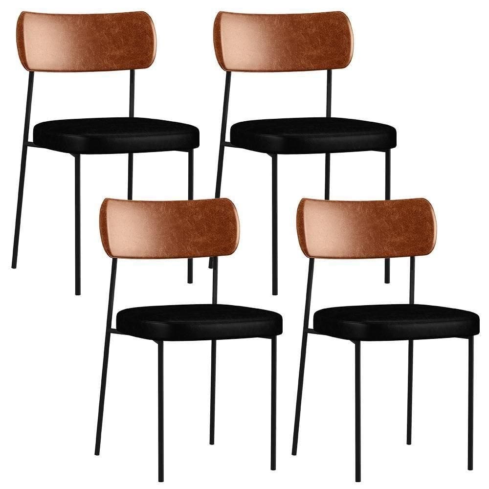Kit 04 Cadeiras De Jantar Melina L02 Camel Preto