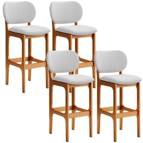 Kit 4 Banquetas Alta Betta Imbuia Linho Cinza