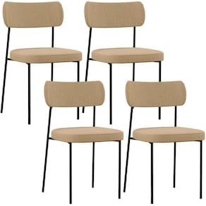 Kit 04 Cadeiras Para Sala De Jantar L02 Bege Escuro