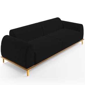 Sofá 03 Lugares Kiev 230 Cm Veludo Preto C-300
