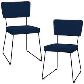 Kit 02 Cadeiras Allana L02 Suede Azul Marinho