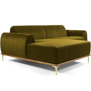 Sofá 5 Lugares Com Chaise Molino 300cm Mostarda C-260