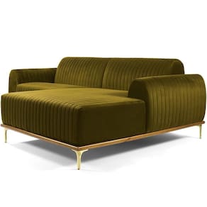 Sofá 6 Lugares Com Chaise Molino 350 Cm Mostarda C-260