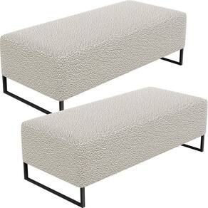 Kit 02 Puffs Decorativo Bali W01 120X50cm Bouclê Creme