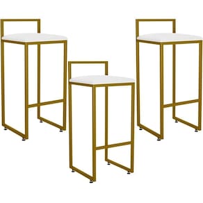 Kit 03 Banquetas Alta Cozinha Hanna L02 Dourado Branco