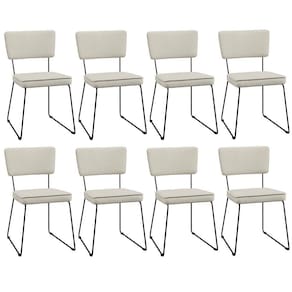 Kit 8 Cadeiras Estofada Para Sala Jantar Base Aço Champagne