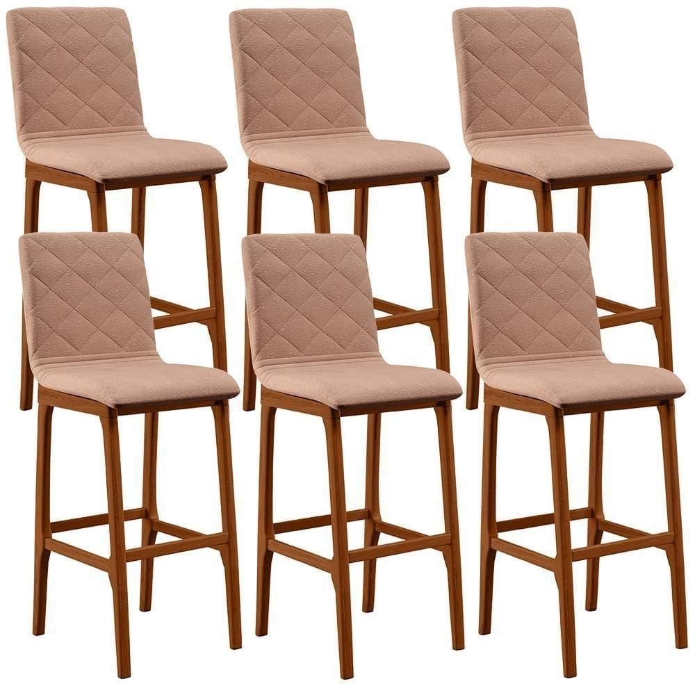 Kit 06 Banquetas Altas Zoe Linho Rosê