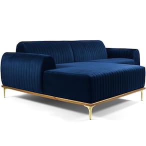 Sofá 3 Lugares Com Chaise Molino 230 Cm Azul Oxford C-304