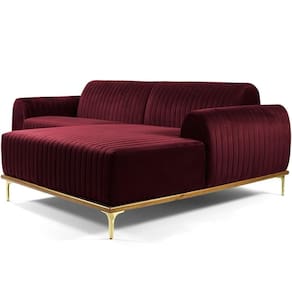 Sofá 6 Lugares Com Chaise Molino 350 Cm Marsala C-278