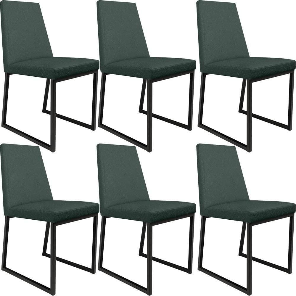 Kit 06 Cadeiras Sala Jantar Preto L02 Verde Musgo