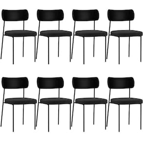 Kit 08 Cadeiras Para Sala De Jantar Melina L02 Preto Chumbo