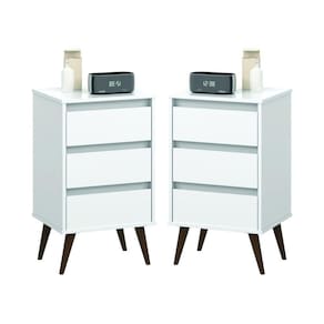 Kit De 2 Mesas De Cabeceira Alecrim Retrô Branco