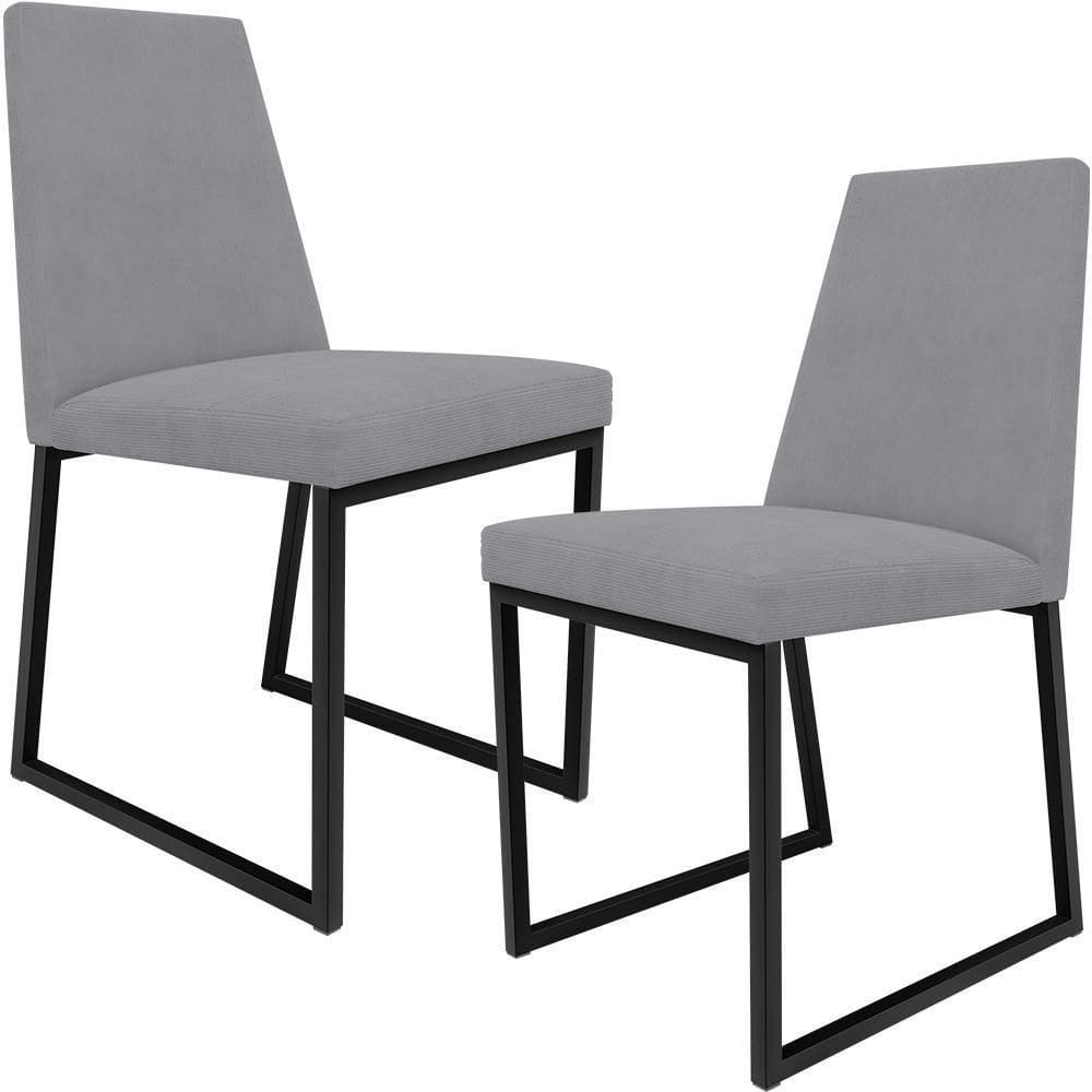 Kit 02 Cadeiras Para Sala De Jantar L02 Suede Cinza