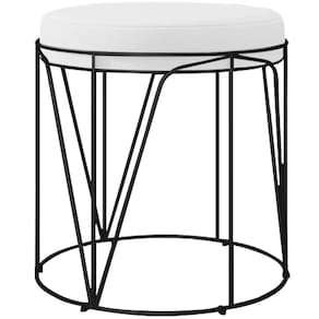 Puff Decorativo Aramado Preto Zaya L02 Corano Branco